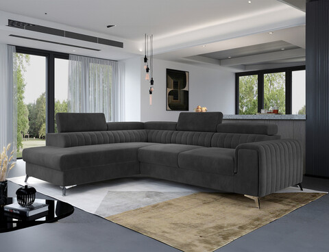 Coltar extensibil stanga 4 locuri, ELTAP, Lau-13, Laurence, 278x205x92 cm, lemn/poliester, graphite