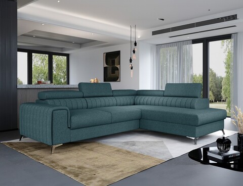 Coltar extensibil dreapta 4 locuri, ELTAP, Lau-30, Laurence, 278x205x92 cm, lemn/poliester, albastru