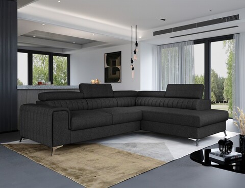 Coltar extensibil dreapta 4 locuri, ELTAP, Lau-32, Laurence, 278x205x92 cm, lemn/poliester, graphite inchis