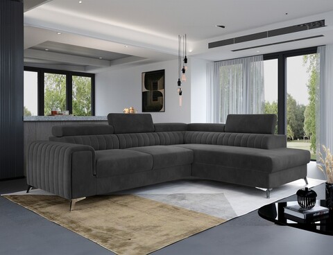 Coltar extensibil dreapta 4 locuri, ELTAP, Lau-37, Laurence, 278x205x92 cm, lemn/poliester, graphite