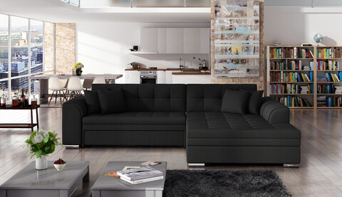 Coltar extensibil dreapta 4 locuri, ELTAP, Sorento, 296x194x78 cm, lemn/poliester, negru