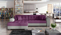 Coltar extensibil stanga 4 locuri, ELTAP, Sorento, 296x194x78 cm, lemn/poliester, violet/gri