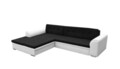 Coltar extensibil stanga 4 locuri, ELTAP, Sorento, 296x194x78 cm, lemn/poliester, negru/alb