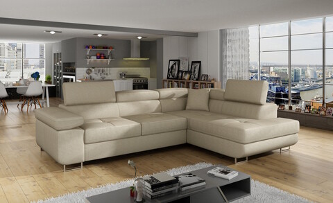 Coltar extensibil dreapta 4 locuri, ELTAP, Anton, 272x203x85 cm, lemn/poliester, bej