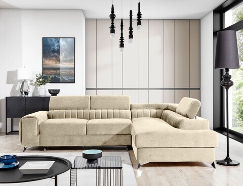 Coltar extensibil dreapta 4 locuri, ELTAP, LAU-353, Laurence, 278x205x92 cm, lemn/poliester, bej