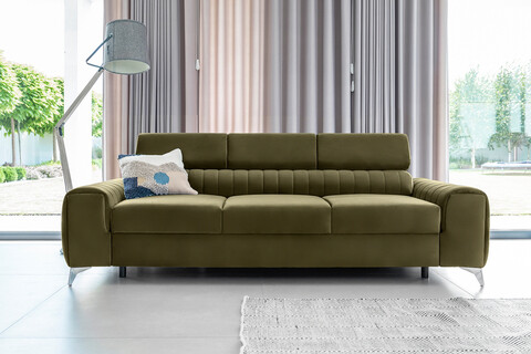 Canapea extensibila 3 locuri, ELTAP, SO-LAU-33NU, Laurence, 261x97x105 cm, lemn/poliester, verde olive