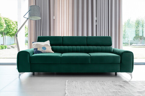 Canapea extensibila 3 locuri, ELTAP, SO-LAU-35NU, Laurence, 261x97x105 cm, lemn/poliester, verde inchis