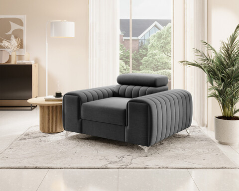 Fotoliu, ELTAP, AR-LAU-05NU, Laurence, 125x97x105 cm, lemn/poliester, gri inchis