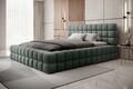 Pat tapitat cu somiera si lada depozitare, 160x200 cm, ELTAP, BE-DIZ-MET-100TOU, Dizzle, metal/poliester, verde menta