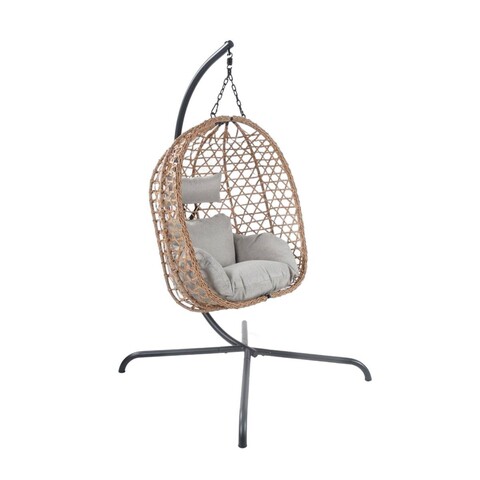 Leagan/balansoar gradina Nido, Homla, 106x104x184 cm, otel/ratan/poliester, natur