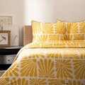 Lenjerie de pat King Size, Maguti, Homla, 3 piese, 200x220 cm, bumbac, galben/alb