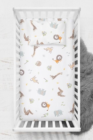 Set cearceaf de pat cu elastic pentru copii, Jungle, Wheeppo, Bumbac Ranforce