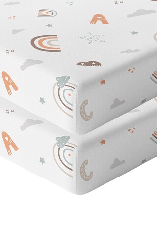 Set cearceaf de pat cu elastic pentru copii, Abc Abc, Wheeppo, Bumbac Ranforce