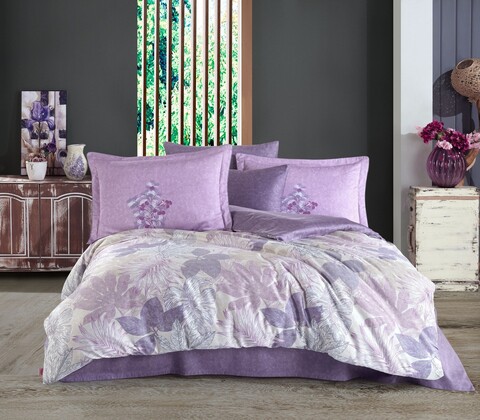 Lenjerie de pat dubla, L'essentiel Maison, Juillet, Liliac / Alb / Mov