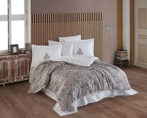 Lenjerie de pat dubla, L'essentiel Maison, Mirabel, Maro/Alb