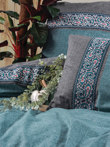 Lenjerie de pat pentru o persoana, L'essentiel Maison, Erna, Petrol Blue / Grey