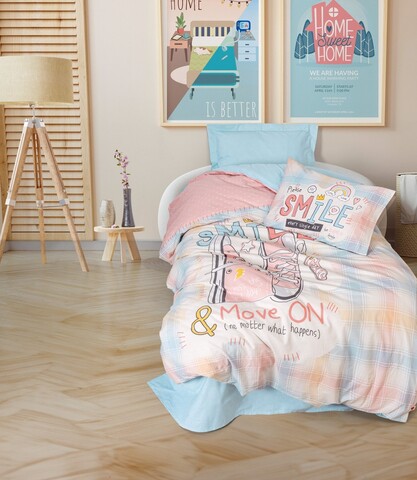 Lenjerie de pat pentru o persoana Young, L'essentiel Maison, Smile, Verde menta