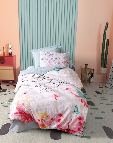 Lenjerie de pat pentru o persoana Young, L'essentiel Maison, Wings, Verde menta