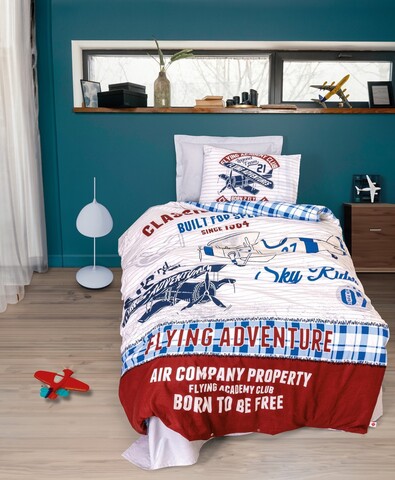 Lenjerie de pat pentru o persoana Young, L'essentiel Maison, Flying v2 Fitted, Gri