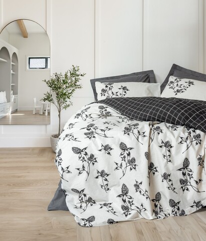 Lenjerie de pat pentru o persoana, L'essentiel Maison, Ohia, Antracit