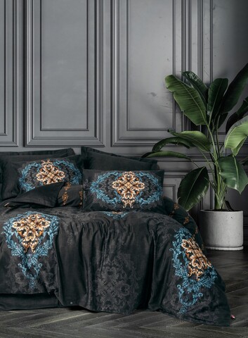 Lenjerie de pat dubla, L'essentiel Maison, Dorhan, Negru