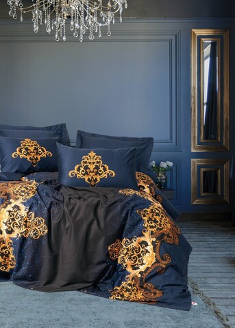 Lenjerie de pat dubla, L'essentiel Maison, Tutsu, Albastru inchis