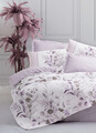 Set cuvertura matlasata Single, L'essentiel Maison, Nadia, Bumbac Ranforce, Liliac / Alb