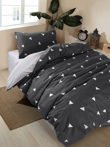 Lenjerie de pat pentru o persoana, L'essentiel Maison, Geometrik, 65% bumbac/35% poliester, Gri