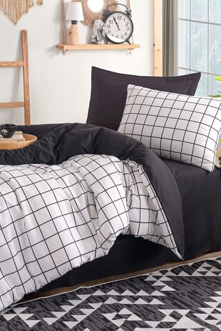 Lenjerie de pat pentru o persoana, L'essentiel Maison, Artus, 65% bumbac/35% poliester, Negru