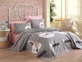 Set cuvertura pique dubla, L'essentiel Maison, Tavşancık, Bumbac, Grey / Brown / Beige / Black / Pink