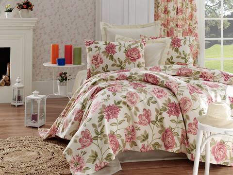 Set cuvertura pique dubla, L'essentiel Maison, Care, Pink / Cream / Green