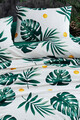 Set cuvertura pique dubla, L'essentiel Maison, Monstera, Verde / Alb / Galben