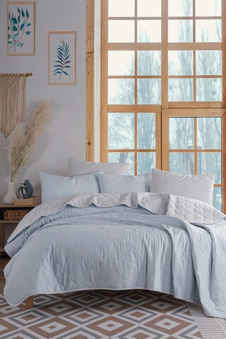 Cuvertura Single 155x200 cm, L'essentiel Maison, Solid, Albastru deschis / Gri