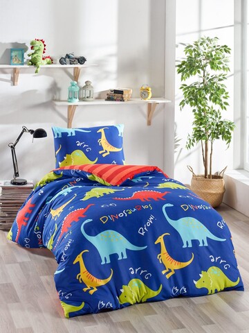 Lenjerie de pat pentru o persoana 2 piese, L'essentiel Maison, Dinazorus, 65% bumbac/35% poliester, Dark Blue / Red / Yellow / Green / White / Turquoise