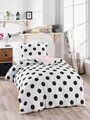 Lenjerie de pat pentru o persoana 2 piese, L'essentiel Maison, Mixpuan, 65% bumbac/35% poliester, Alb/Negru