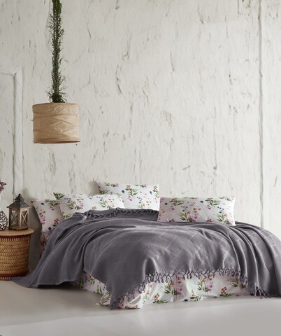 Set cuvertura pique dubla, L'essentiel Maison, Mona v2, Gri