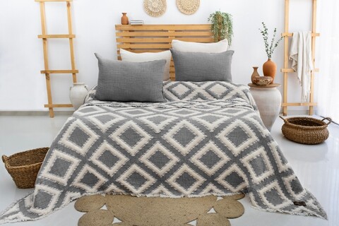 Set cuvertura pique dubla, L'essentiel Maison, Sonia, Antracit