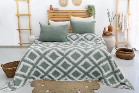 Set cuvertura pique dubla, L'essentiel Maison, Sonia, Verde