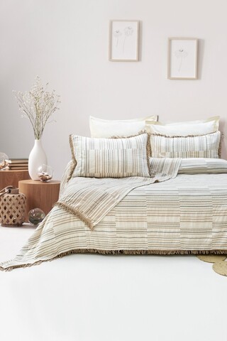 Set cuvertura pique dubla, L'essentiel Maison, Lia, Bej