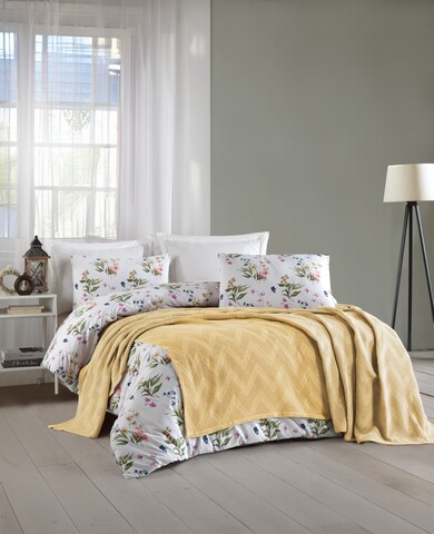 Set cuvertura pique dubla, L'essentiel Maison, Zigzag, Galben