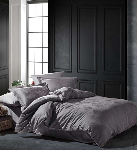 Lenjerie de pat dubla, L'essentiel Maison, Talia, Gri inchis