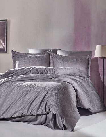 Lenjerie de pat dubla, L'essentiel Maison, Lucio, Gri inchis