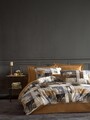 Lenjerie de pat dubla, L'essentiel Maison, Gino, Auriu / Alb / Gri