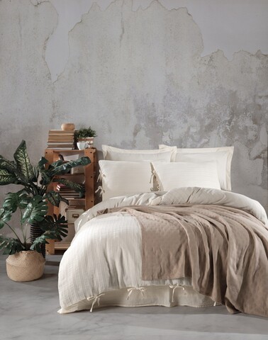 Lenjerie de pat dubla, L'essentiel Maison, Dante, Bej / Crem