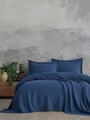 Set cuvertura de pat dubla 3 piese, L'essentiel Maison, Orella, Albastru indigo