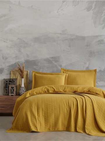 Set cuvertura de pat dubla 3 piese, L'essentiel Maison, Orella, Galben