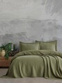 Set cuvertura de pat dubla 3 piese, L'essentiel Maison, Orella, Verde