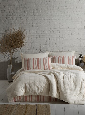 Lenjerie de pat dubla, L'essentiel Maison, Jade, Caramiziu