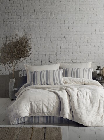 Lenjerie de pat dubla, L'essentiel Maison, Jade, Albastru navy