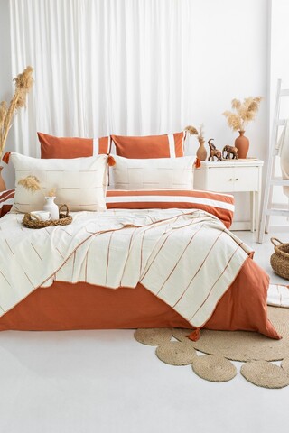 Set cuvertura de pat dubla 3 piese, L'essentiel Maison, Eva, Caramiziu